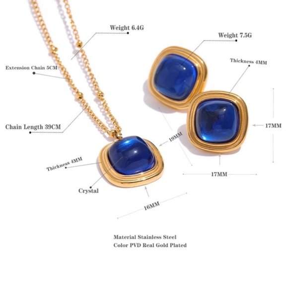 18K Gold Plated Red Crystal Pendant Necklace - Picture 5 of 5